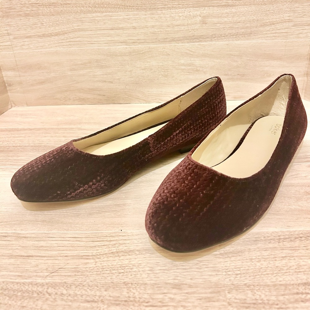 Botkier Camilla Flat Wine Velvet Luxe Textured Ballet Flat Pristine Condition